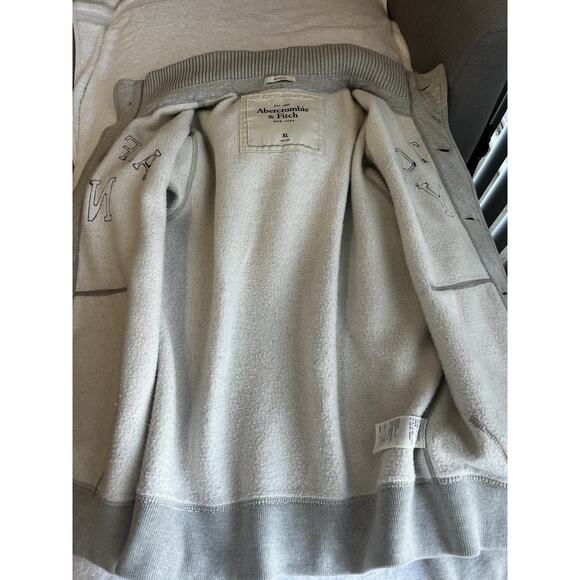 Abercrombie & Fitch Retro Y2k Muscle fit Sherpa Lined heavyweight Hoodie Sz XL - Picture 6 of 13